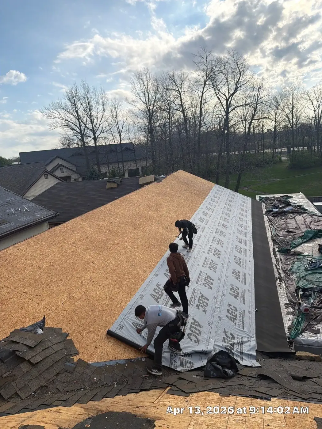 Storm damage documentation on a Gas City commercial building